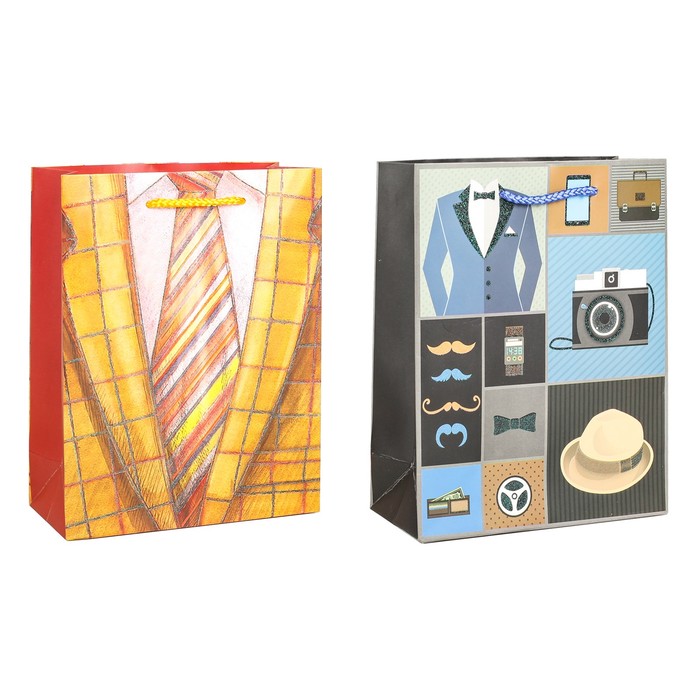 Пакет подарочный "Мужской", люкс, МИКС, 18 х 8 х 23 см