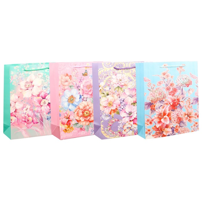 Пакет подарочный "Праздничный букет", люкс, МИКС, 18 х 8 х 23 см