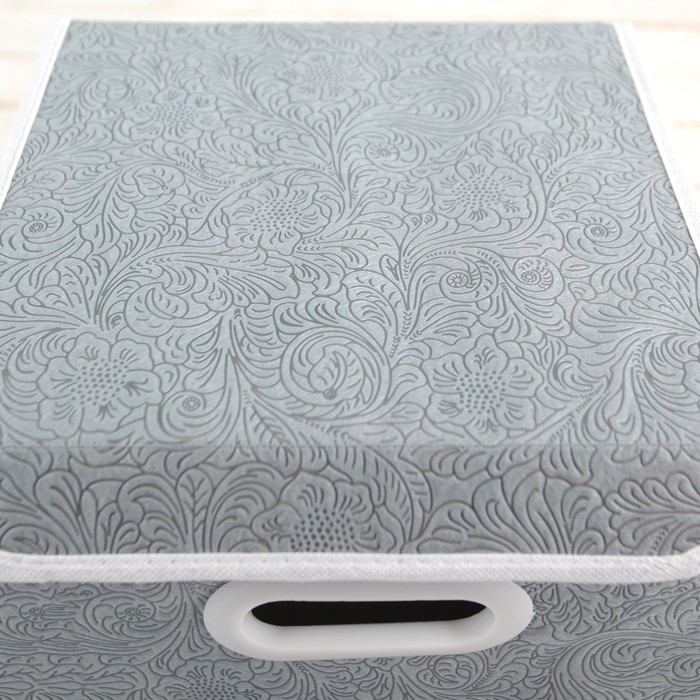 Короб для хранения с крышкой 25х25х25 см "Вензель", цвет серый