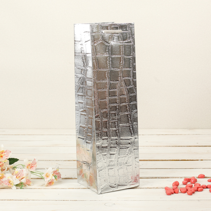 Пакет подарочный под бутылку, 11 х 11 х 38 см, МИКС