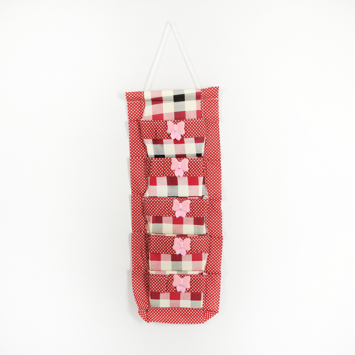 Органайзер с карманами подвесной, 5 отделений 68х21 см "Клетка", цвет МИКС