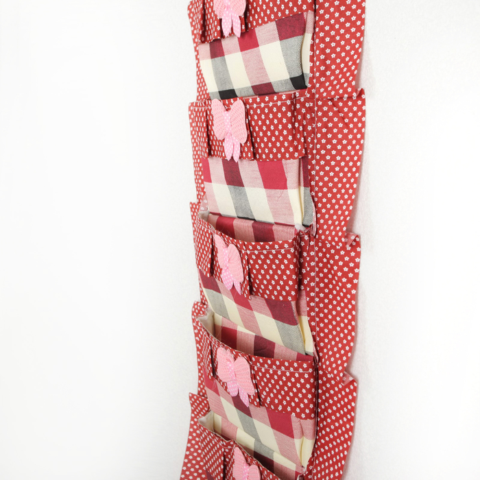 Органайзер с карманами подвесной, 5 отделений 68х21 см "Клетка", цвет МИКС