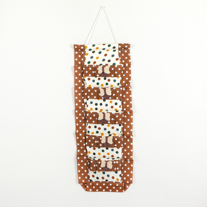 Органайзер с карманами подвесной, 5 отделений 68х21 см "Клетка", цвет МИКС