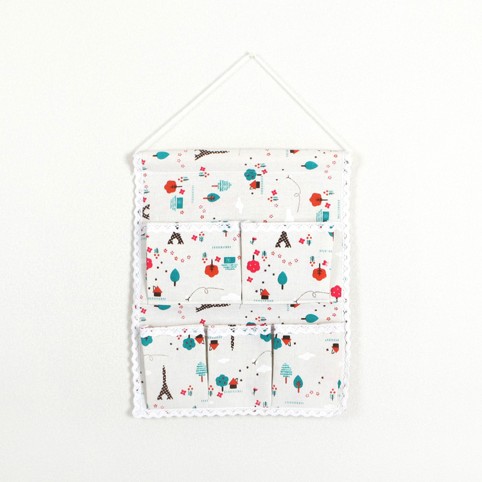 Органайзер с карманами подвесной, 5 отделений 41х33 см "Ассорти", дизайн МИКС