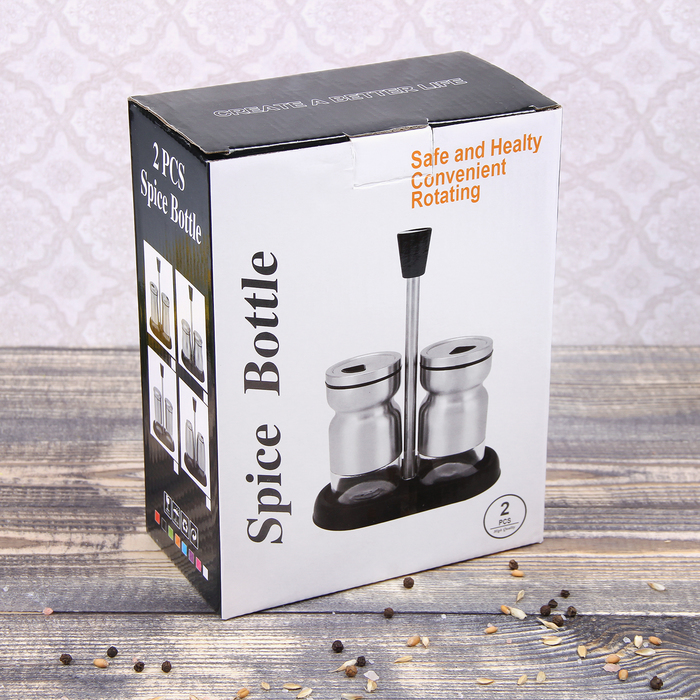 Набор для специй 130 мл "Модерн", 2 шт, цвет коричневый