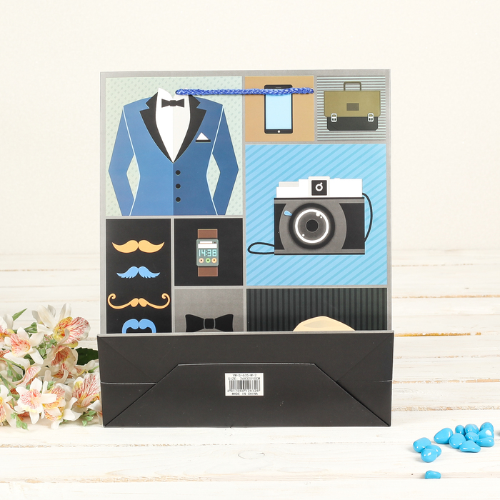 Пакет подарочный "Мужской", люкс, МИКС, 26 х 10 х 32 см