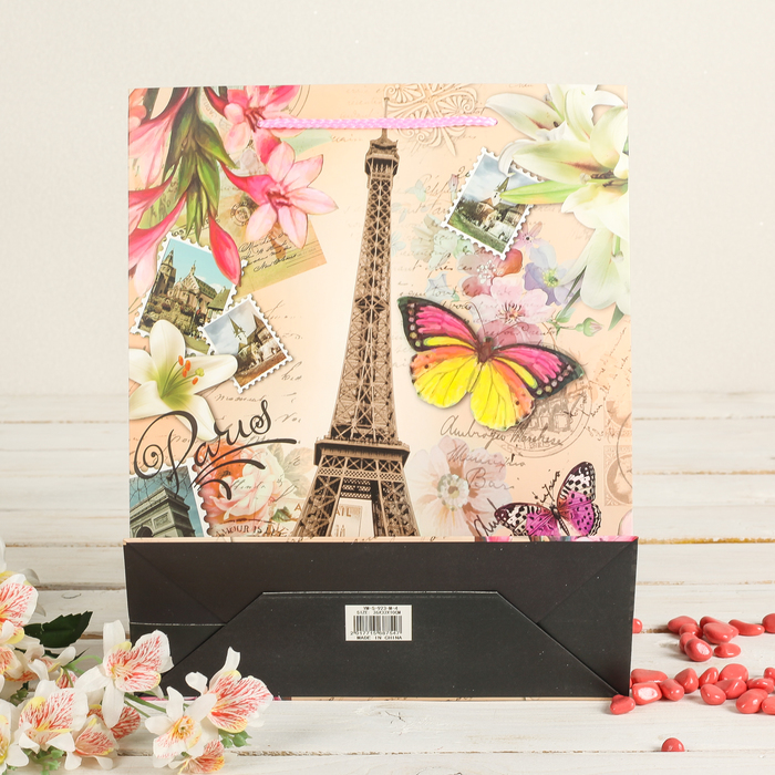 Пакет подарочный "Достопримечательности", люкс, МИКС, 26 х 10 х 32 см