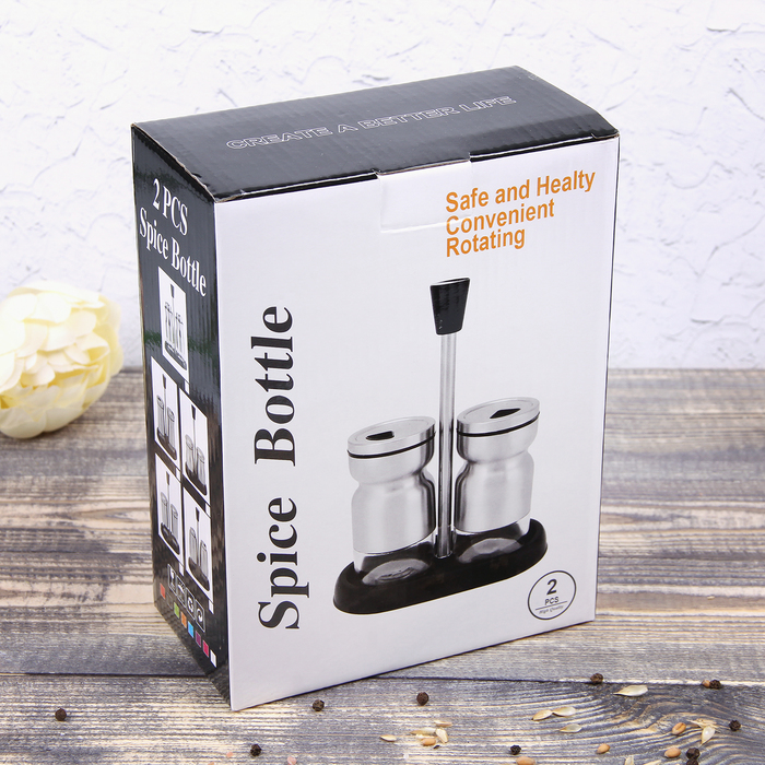 Набор для специй 130 мл "Модерн", 2 шт, цвет черный