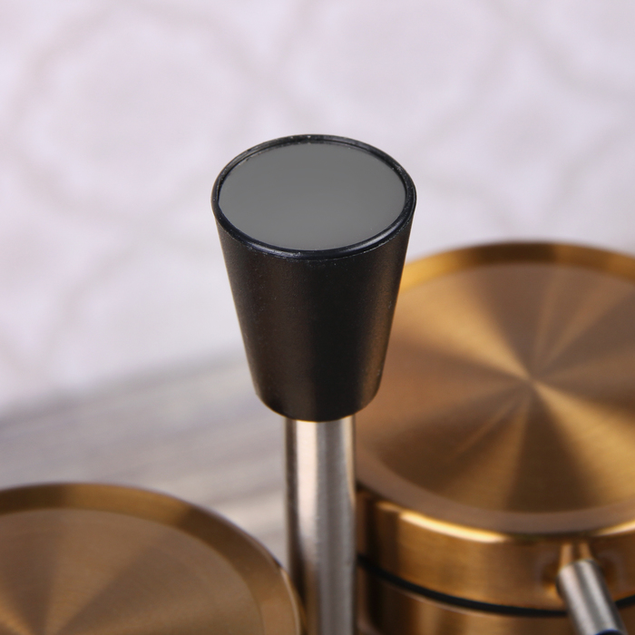 Набор бутылей для соуса и масла 370 мл "Модерн", 2 шт, на подставке, цвет золотой