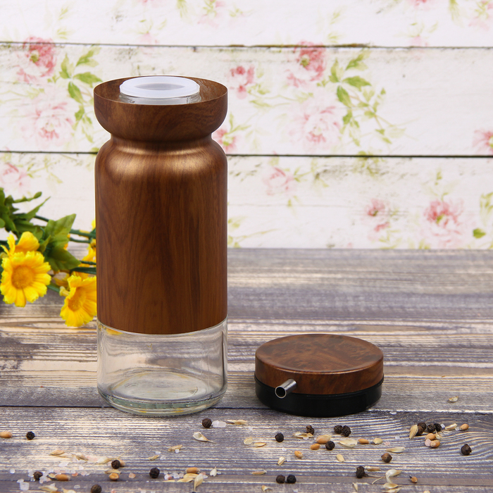 Набор бутылей для соуса и масла 370 мл "Модерн", 2 шт, на подставке, цвет коричневый