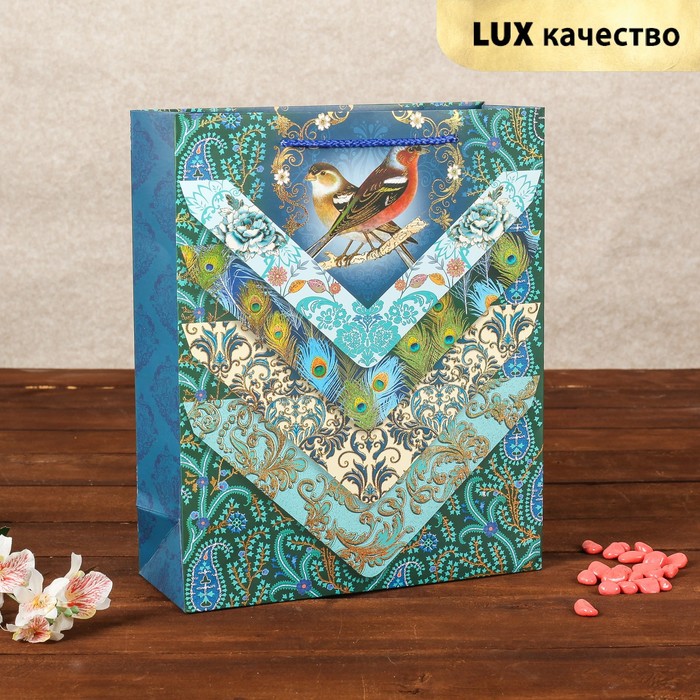 Пакет подарочный "Цветочный орнамент", люкс, МИКС, 26 х 10 х 32 см