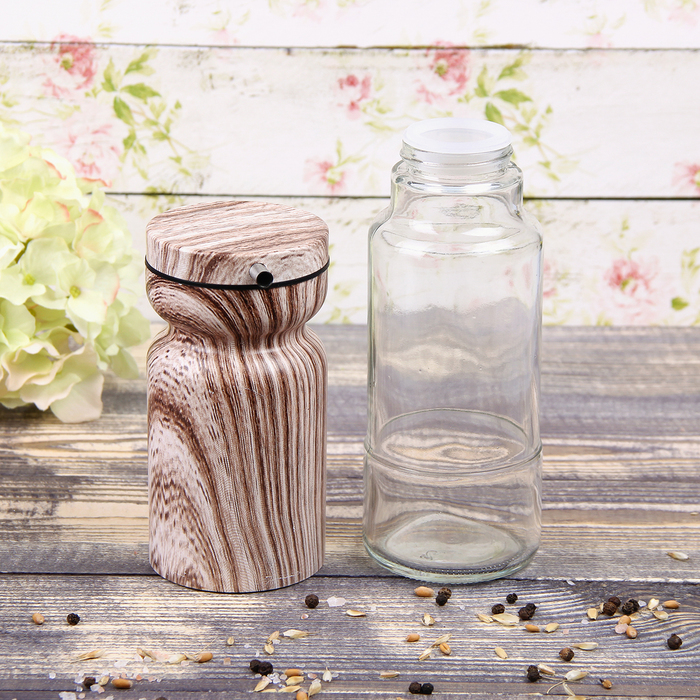 Набор бутылей для соуса и масла 370 мл "Модерн", 2 шт, на подставке, цвет коричнево-белый