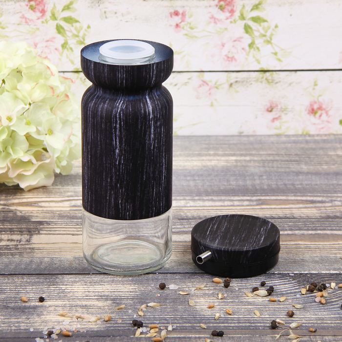 Набор бутылей для соуса и масла 370 мл "Модерн", 2 шт, на подставке, цвет черный