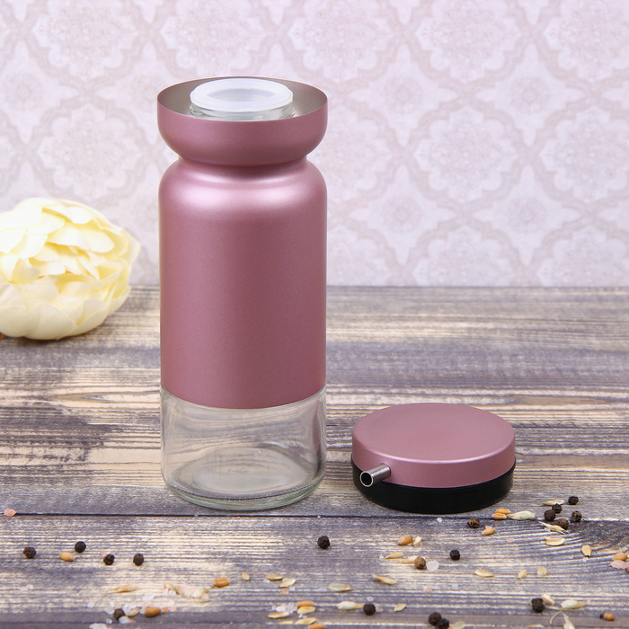 Набор бутылей для соуса и масла 370 мл "Модерн", 2 шт, на подставке, цвет розовый