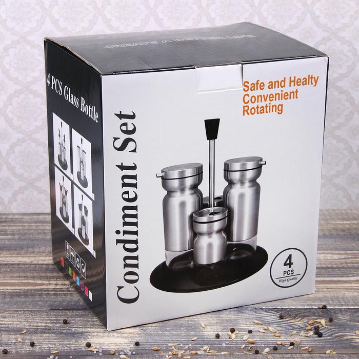 Набор для специй на подставке "Стиль", 4 предмета: соусники 330 мл, емкости для специй 160 мл