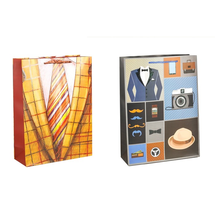 Пакет подарочный "Мужской", люкс, МИКС, 31 х 12 х 42 см