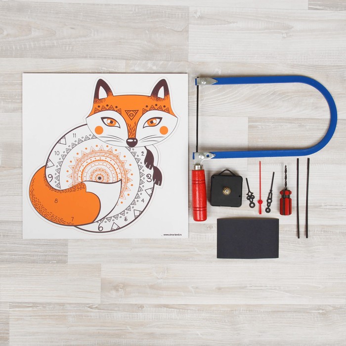 Набор для выпиливания лобзиком, настенные часы "Лиса"