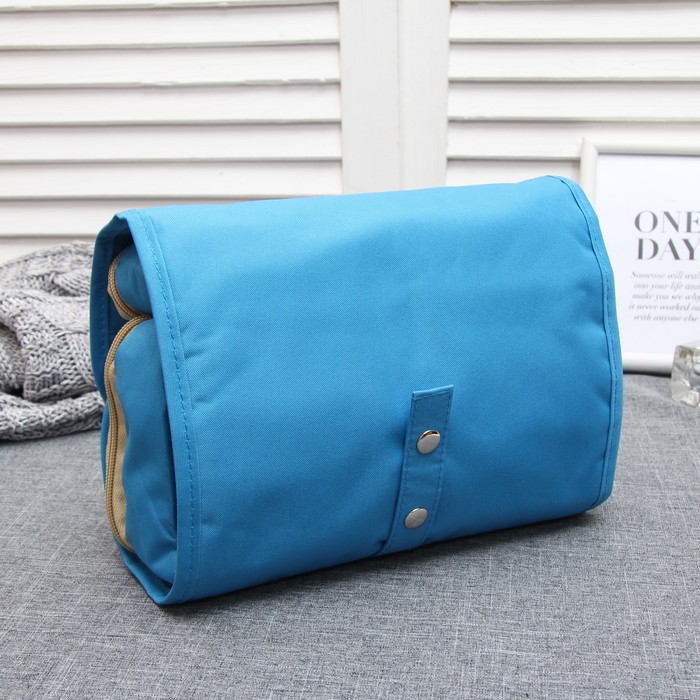 Набор косметичек 3 в 1 "Путешествие", отдел с карманами на молниях, ручка, цвет голубой