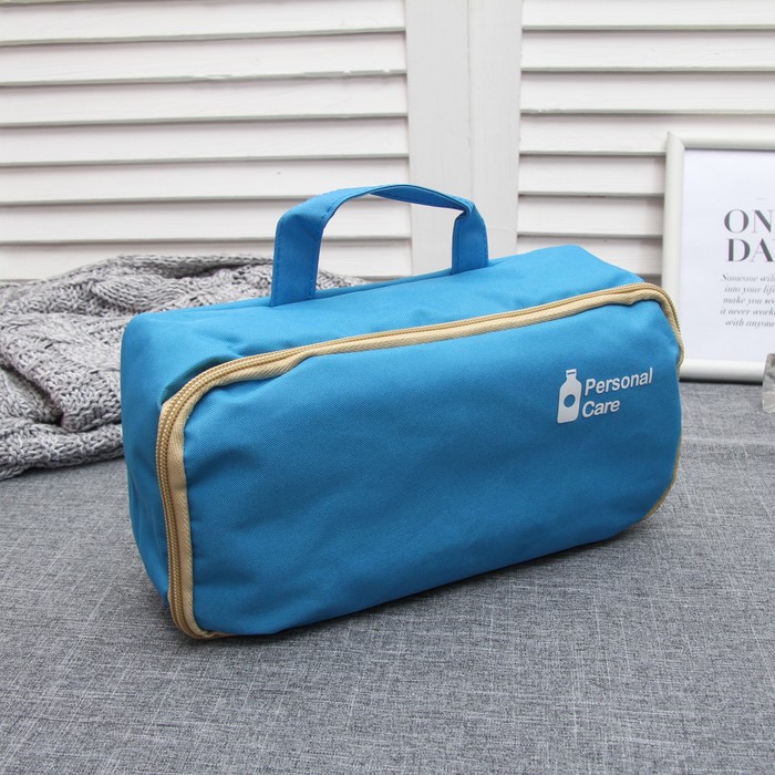 Набор косметичек 3 в 1 "Путешествие", отдел с карманами на молниях, ручка, цвет голубой