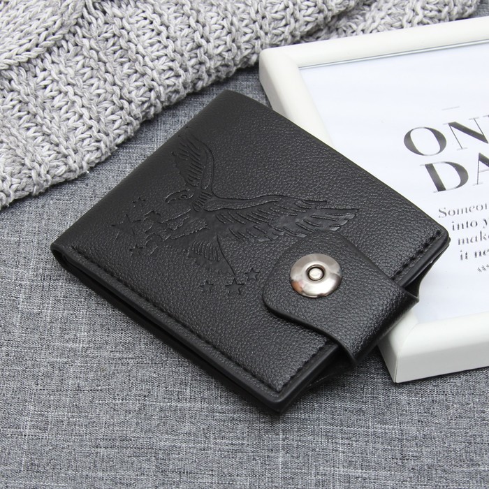 Портмоне мужское, 3 отдела, для карт, на магните, цвет чёрный