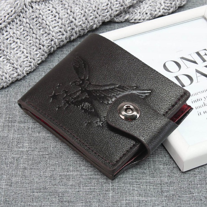 Портмоне мужское, 3 отдела, для карт, на магните, цвет кофе