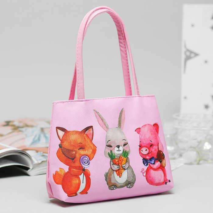 Сумка детская "Друзья", отдел на молнии, ручки, цвет розовый
