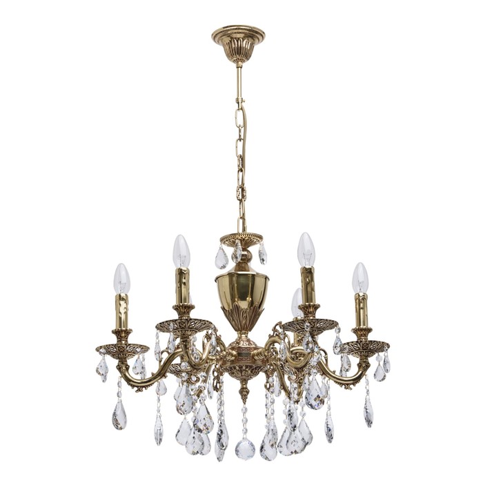 Люстра подвесная "Паула" 6x60W E14 латунь 60x60x118см