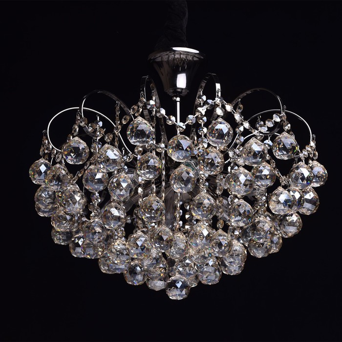 Люстра потолочная "Жемчуг" 6x60W E14 никель 50x50x49см