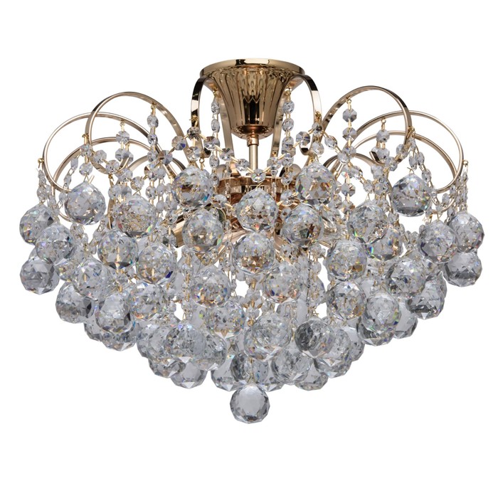 Люстра потолочная "Жемчуг" 6x60W E14 золото 48x48x40см