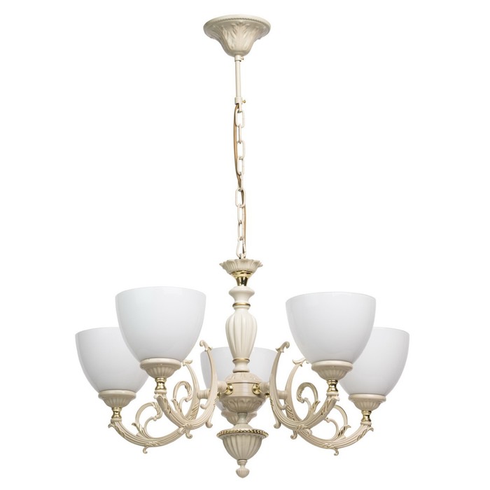 Люстра подвесная "Ариадна" 5x60W E27 золото, слоновая кость 60x60x114см