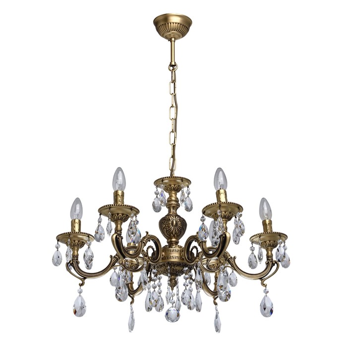 Люстра подвесная "Паула" 6x60W E14 латунь 64x64x125см