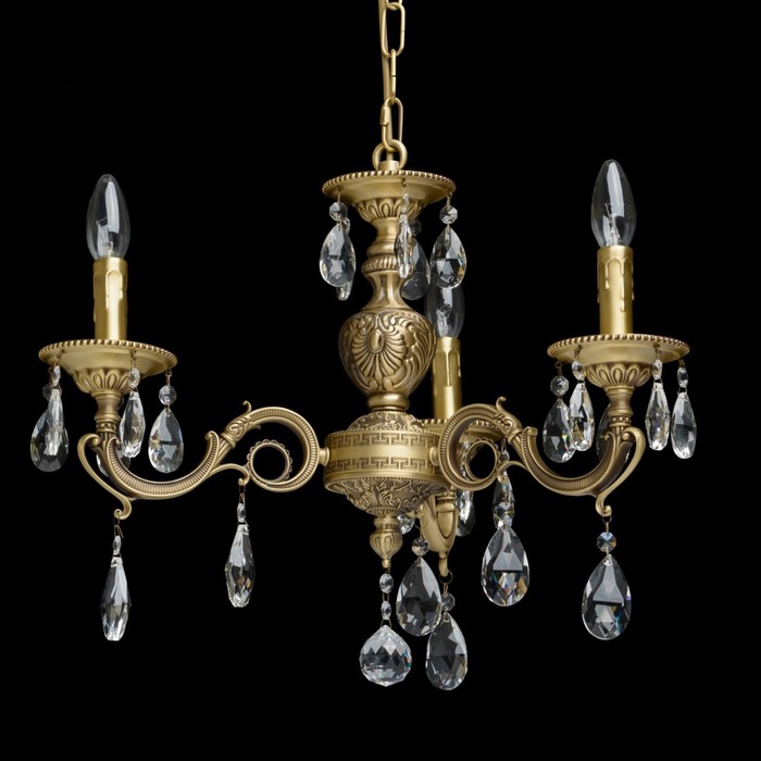 Люстра подвесная "Паула" 3x60W E14 латунь 56x56x126см