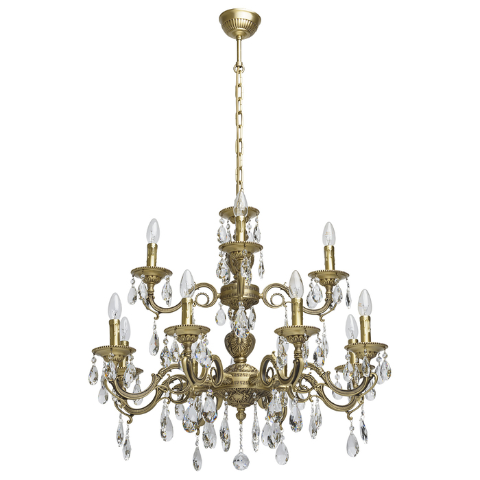 Люстра подвесная "Паула" 12x60W E14 латунь 80x80x160см