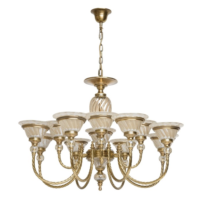 Люстра подвесная "Паула" 12x60W E14 латунь 90x90x260см