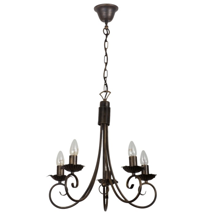 Люстра подвесная "Замок" 5x60W Е14 кофейный 46x46x115см