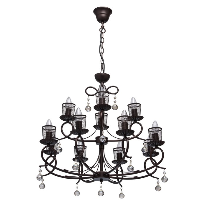 Люстра подвесная "Аида" 12x60W E14 коричневый 68x68x154см