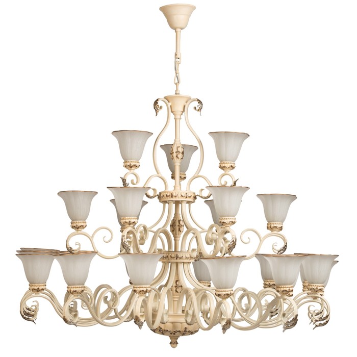 Люстра подвесная "Версаче" 21x60W E27 молочный 140x140x390см