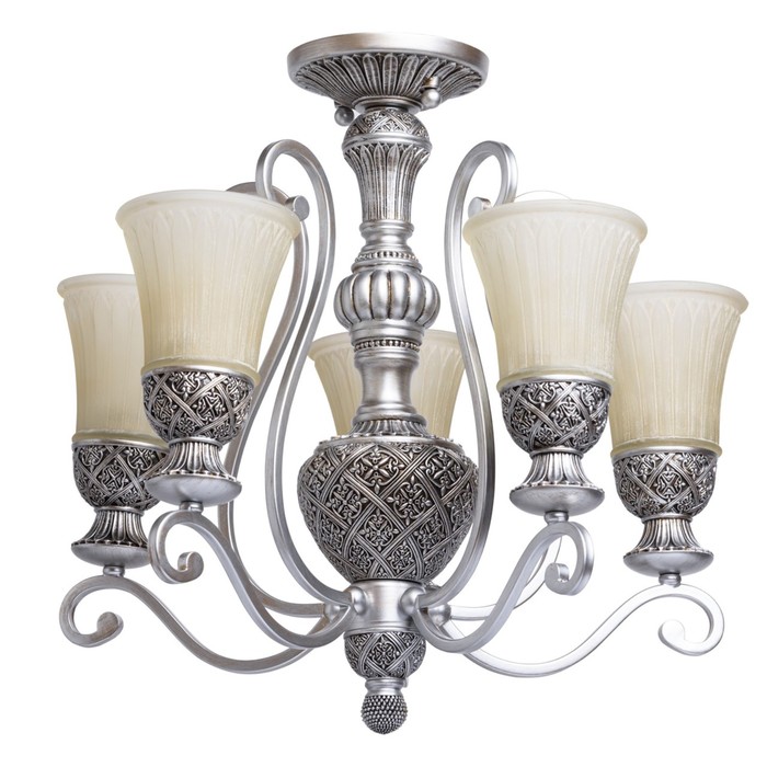 Люстра потолочная "Версаче" 5x60W E27 серебро 56x56x53см