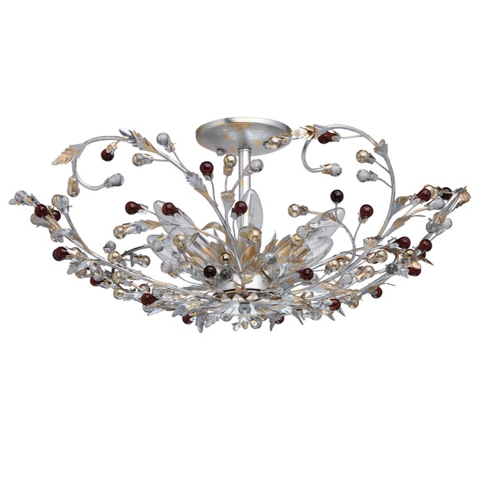 Люстра потолочная "Виола" 6x40W E14 серебро 60x60x26см