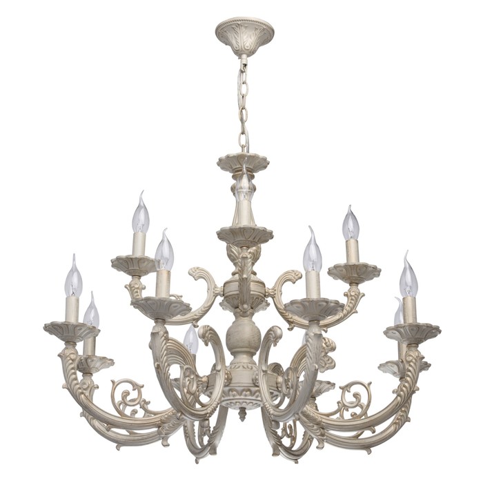 Люстра подвесная "Аврора" 12x60W E14 слоновая кость 80x80x110см