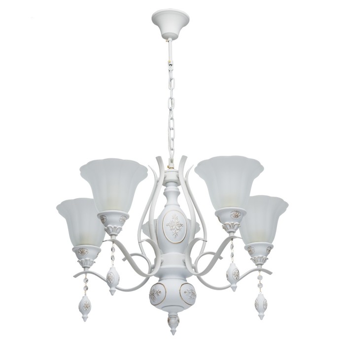 Люстра подвесная "Версаче" 5x60W E27 белый, золотой 66x66x117см