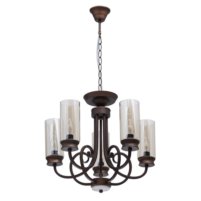 Люстра подвесная "Замок" 5x60W E14 кофейный 46x46x109см