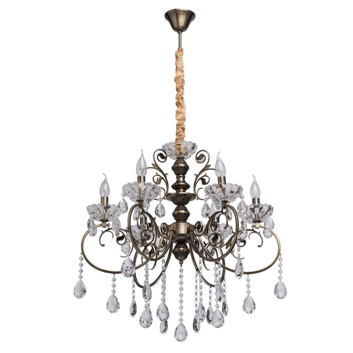 Люстра подвесная "Адель" 6x40W E14 античная бронза 66x66x145см