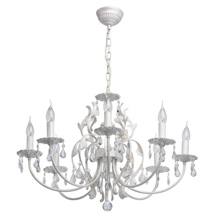 Люстра подвесная "Свеча" 8x60W E14 белый 76x76x124см