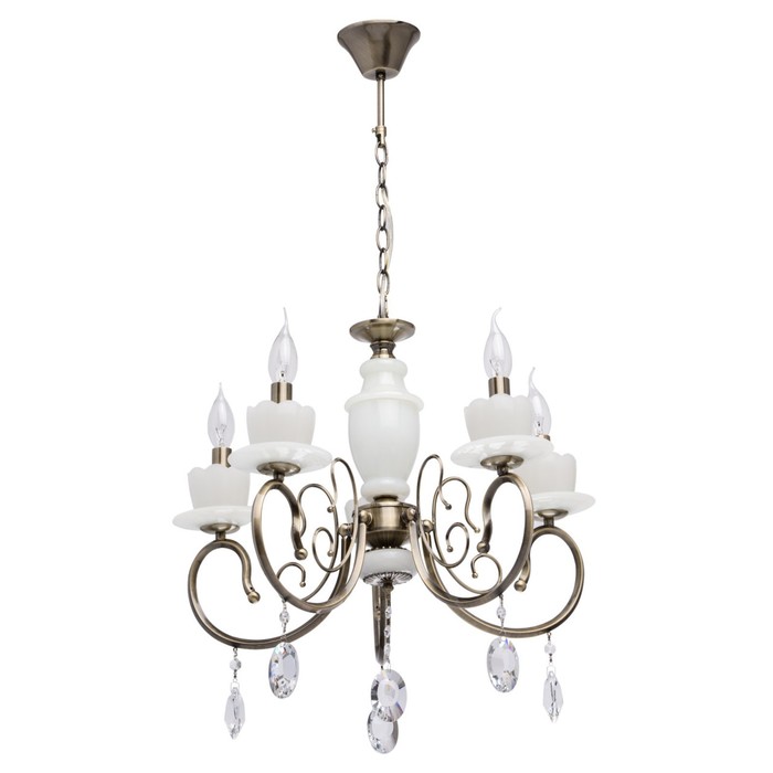 Люстра подвесная "Свеча" 5x60W E14 античная бронза 50x50x114см