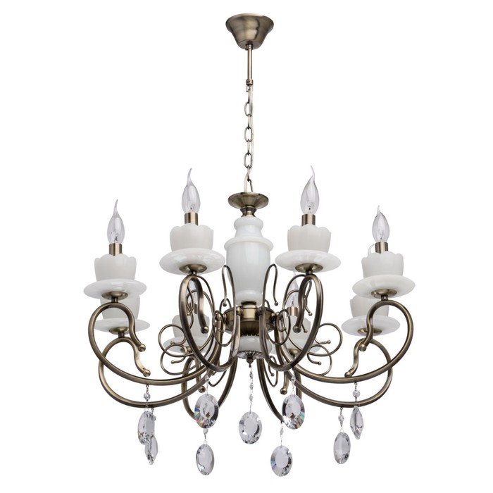 Люстра подвесная "Свеча" 8x60W E14 античная бронза 65x65x114см