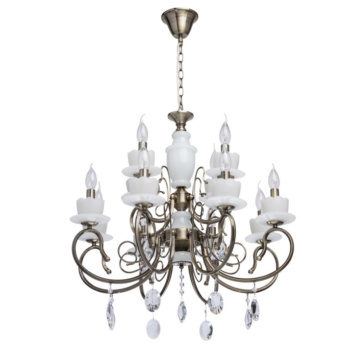 Люстра подвесная "Свеча" 12x60W E14 античная бронза 70x70x141см