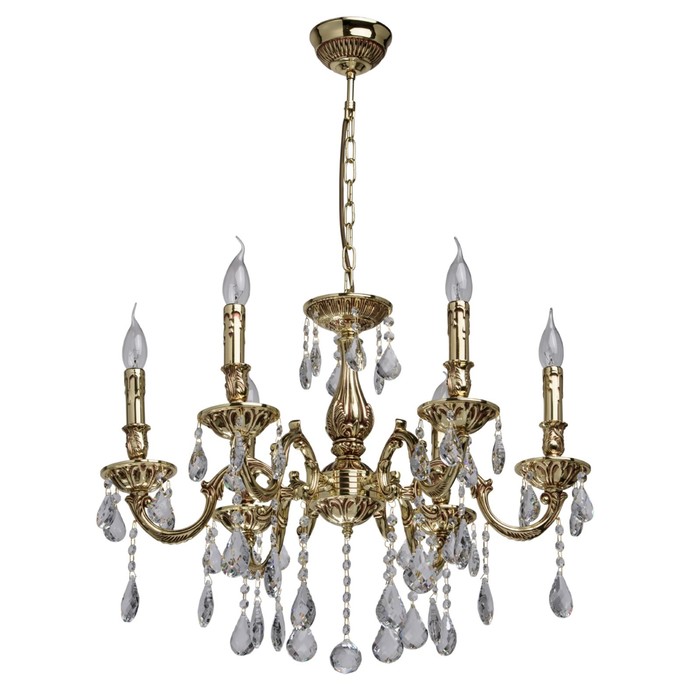 Люстра подвесная "Свеча" 6x40W E14 золото 64x64x120см