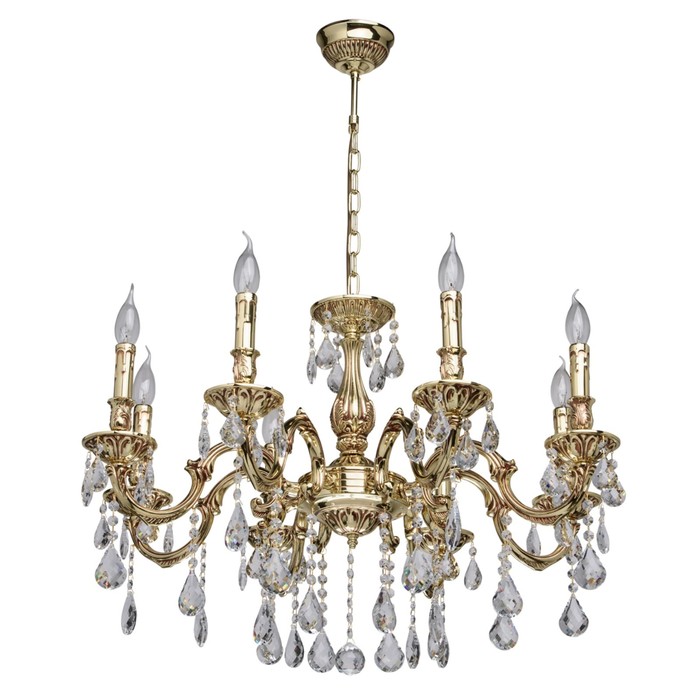 Люстра подвесная "Свеча" 8x40W E14 золото 76x76x120см