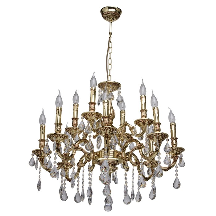 Люстра подвесная "Свеча" 12x40W E14 золото 76x76x135см